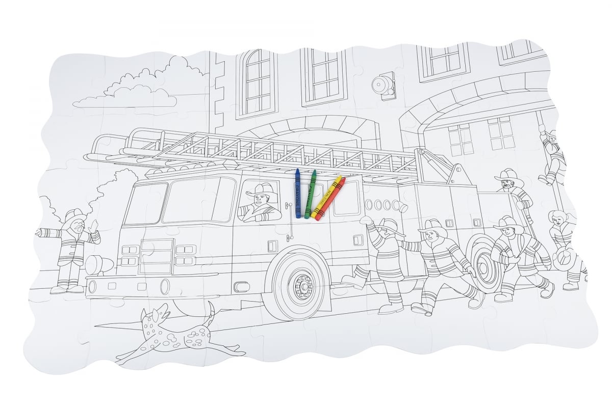 Пазл-раскраска Same Toy Пожарная машина, 50 элементов (2038Ut) - фото 3