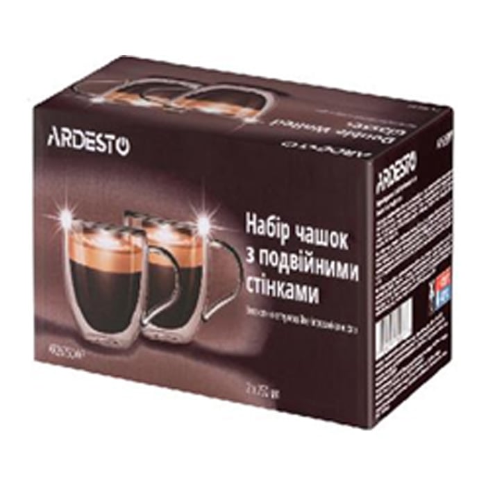 Набір чашок із ручками Ardesto з подвійними стінками, 250 мл, прозоре скло (AR2625DWP) - фото 2