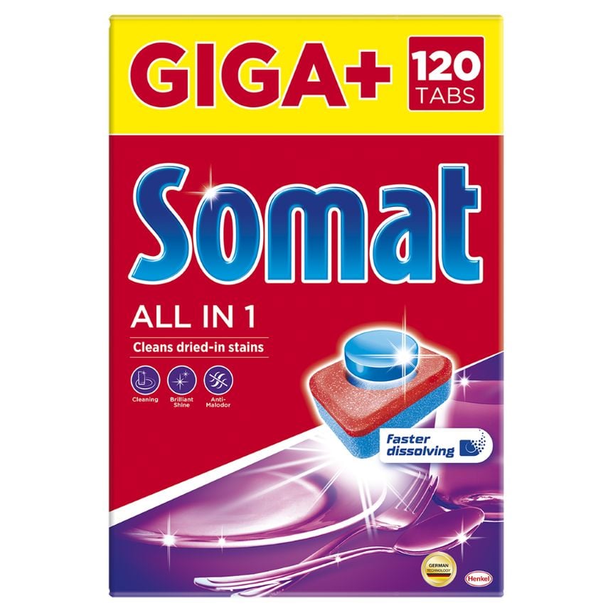 Таблетки для мытья посуды в посудомоечной машине Somat All in one, 120 таблеток - фото 1