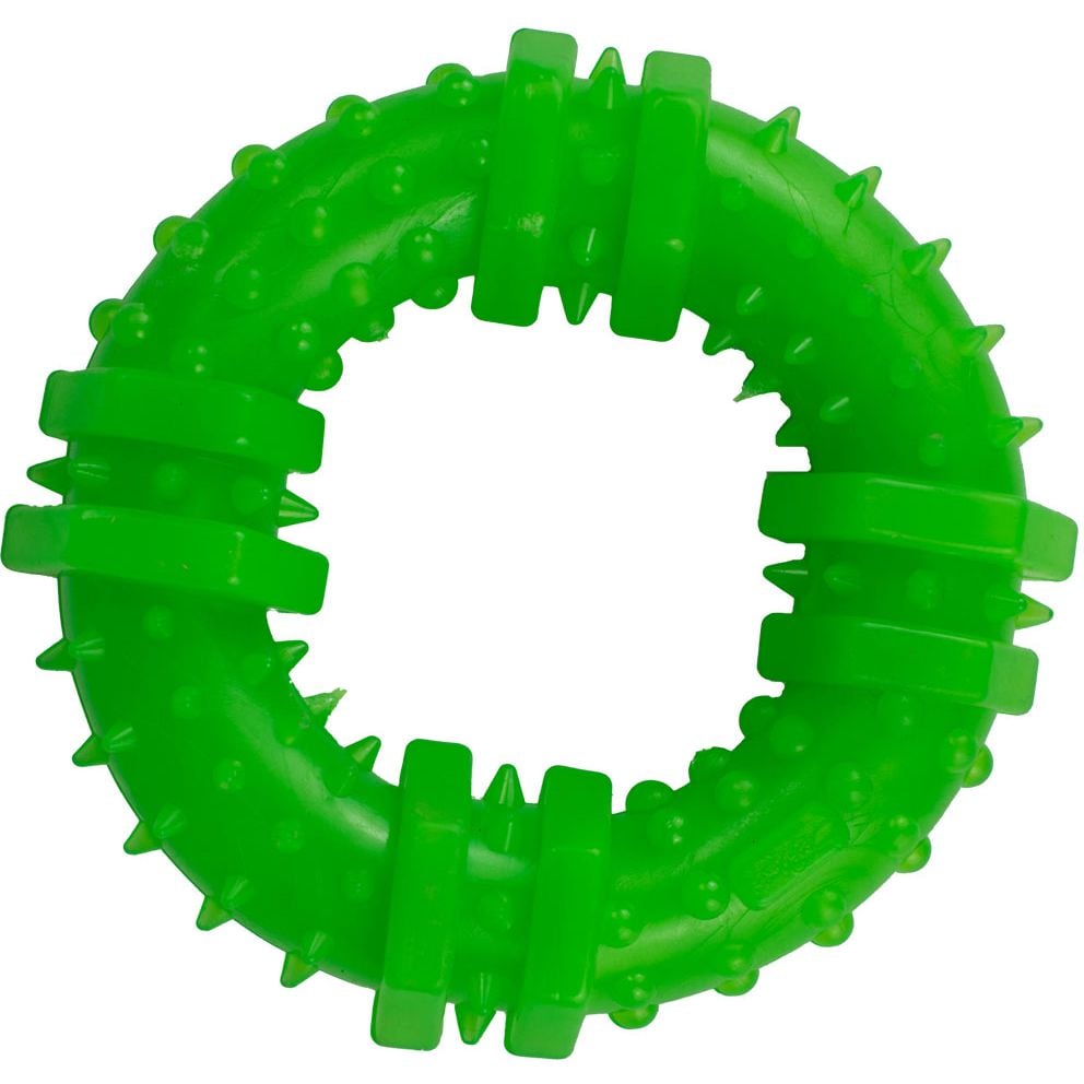Игрушка для собак Agility кольцо с шипами 12 см зеленая - фото 1