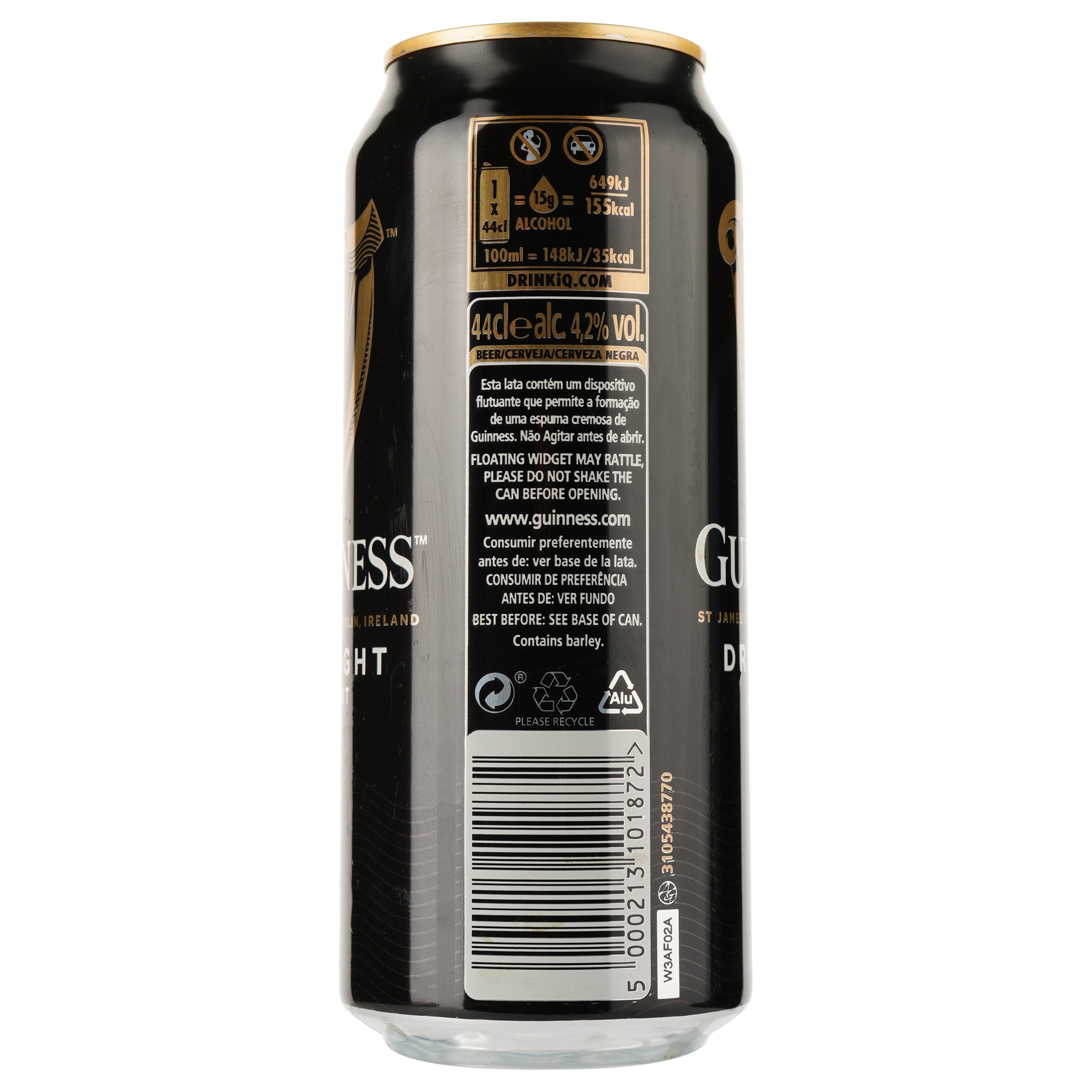 Пиво Guinness Draught, темное, 4,2%, ж/б, 0,44 л (104560) - фото 2