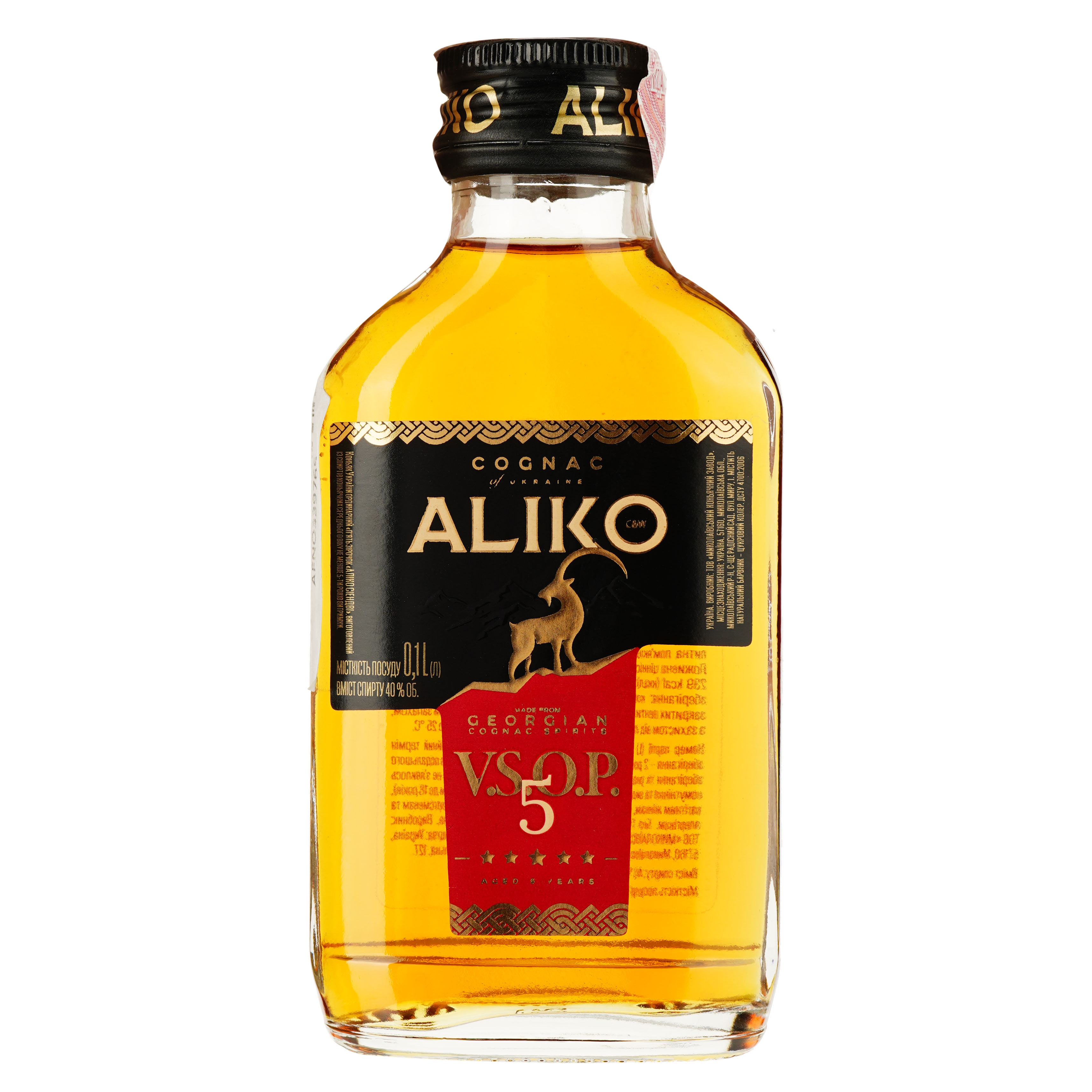 Бренди Aliko 5 звезд, 40%, 0,1 л - фото 1