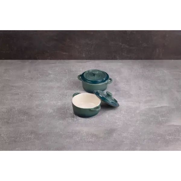 Набор керамических мини-кастрюль с крышками Bergner Excalibur 2 шт. круглый зеленый (BG-13366-GR) - фото 5