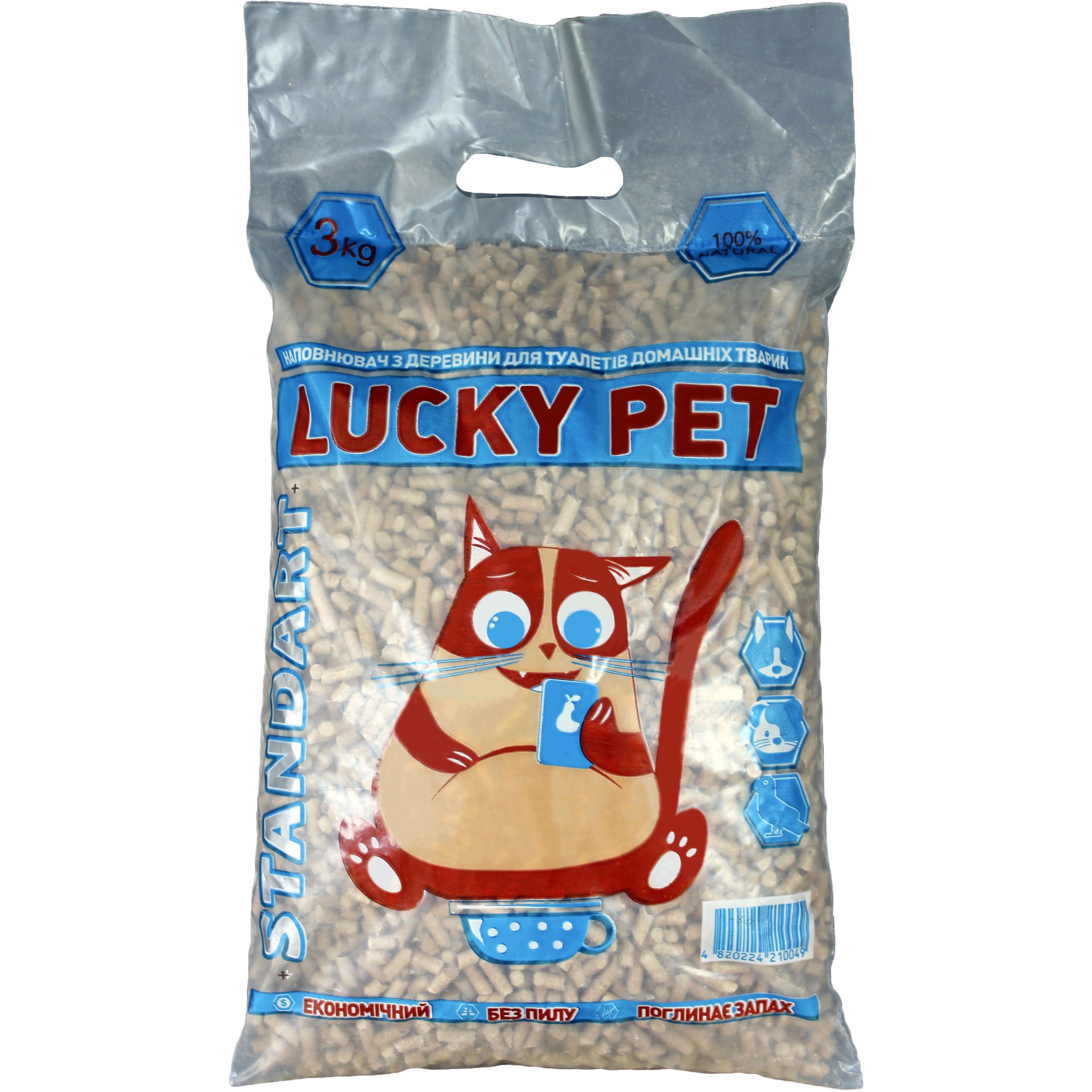 Деревний наповнювач для котячого туалету Lucky Pet стандарт 3 кг - фото 1