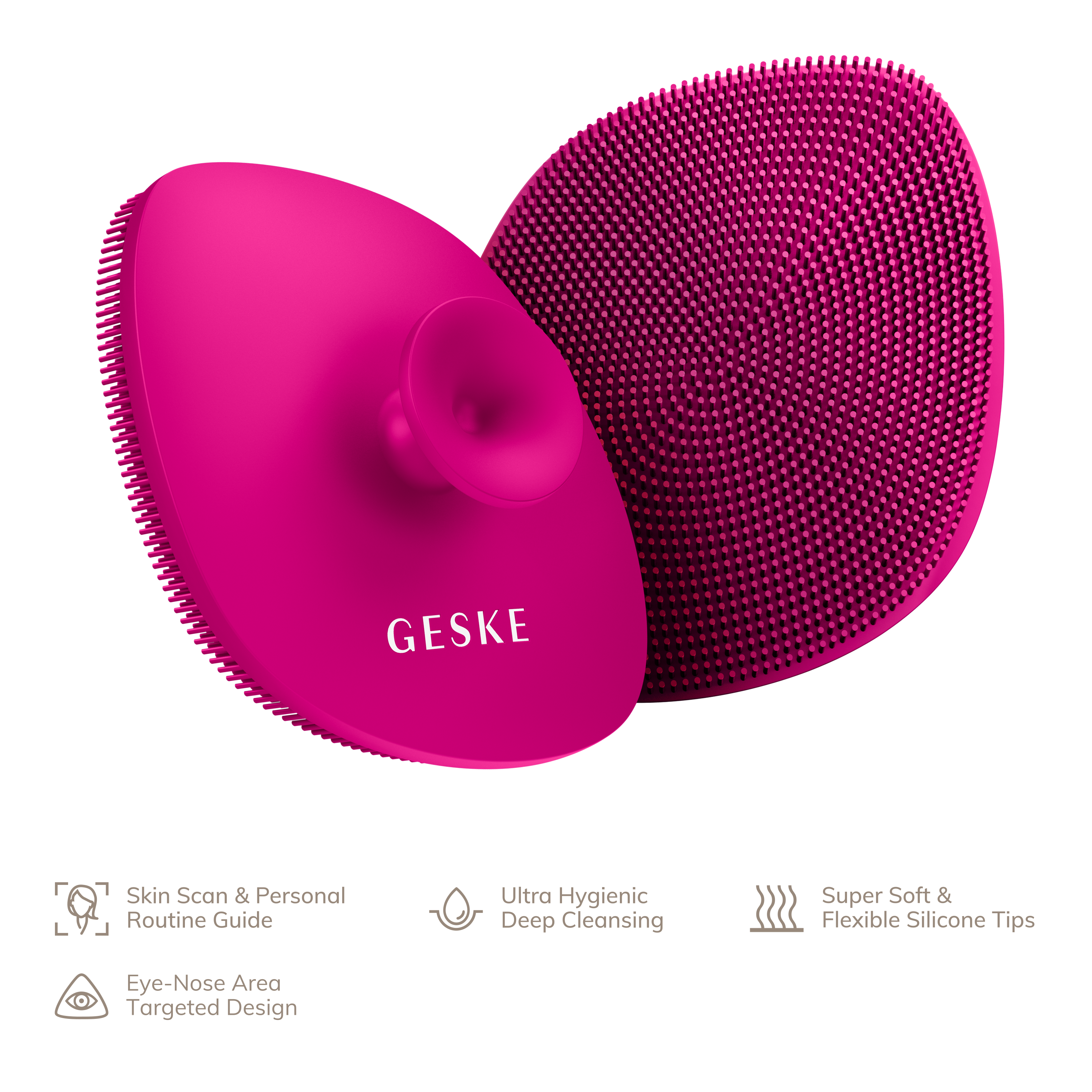 Щітка для обличчя GESKE Facial Brush 4 в 1 з тримачем бузкова - фото 3