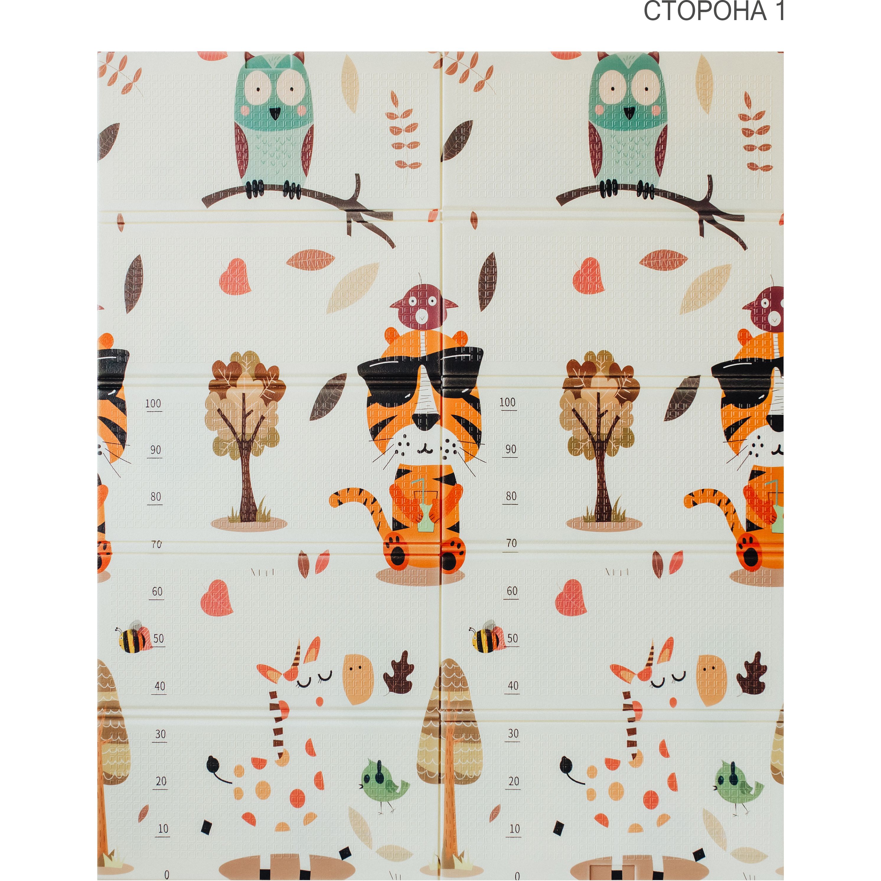 Детский коврик Poppet Тигренок в лесу и Мир животных двухсторонний складной 180х150x1 см (PP020-150) - фото 2