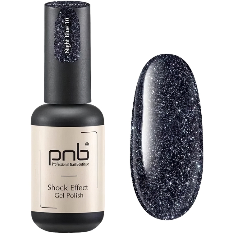 Гель-лак PNB світловідбиваючий Shock Effect PNB 10 Night Blue 8  мл UV/LED - фото 1