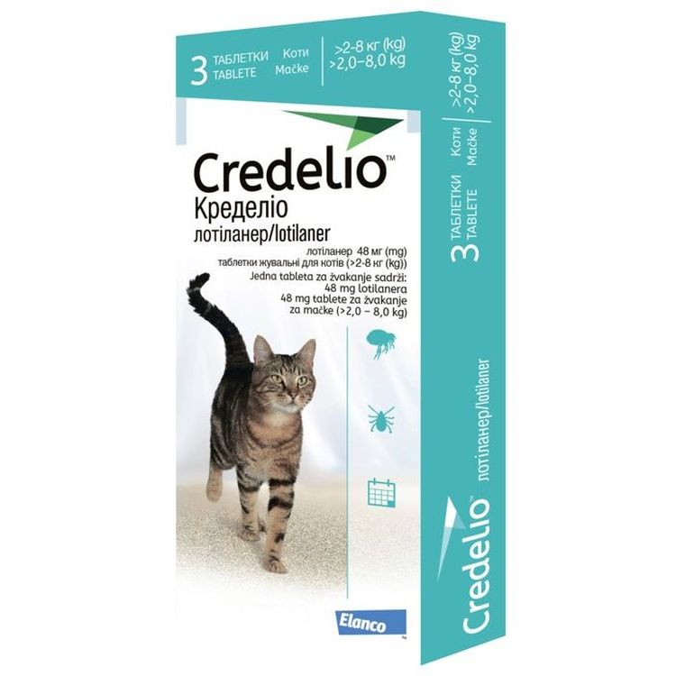 Противопаразитарные таблетки для кошек Credelio от блох и клещей 2-8 кг 3 шт. - фото 2