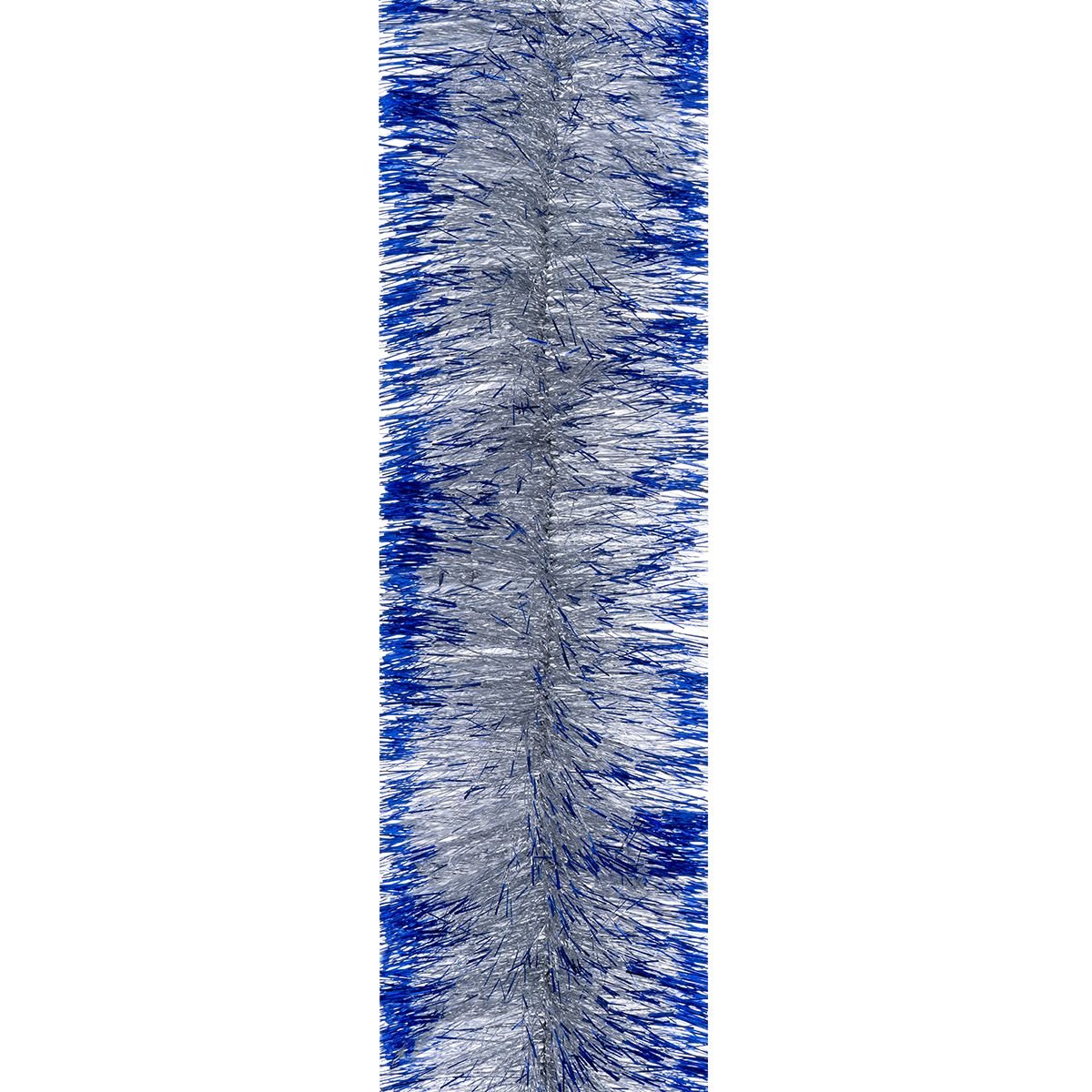 Мишура Novogod'ko 10 см 3 м серебро с синими кончиками (980334) - фото 1