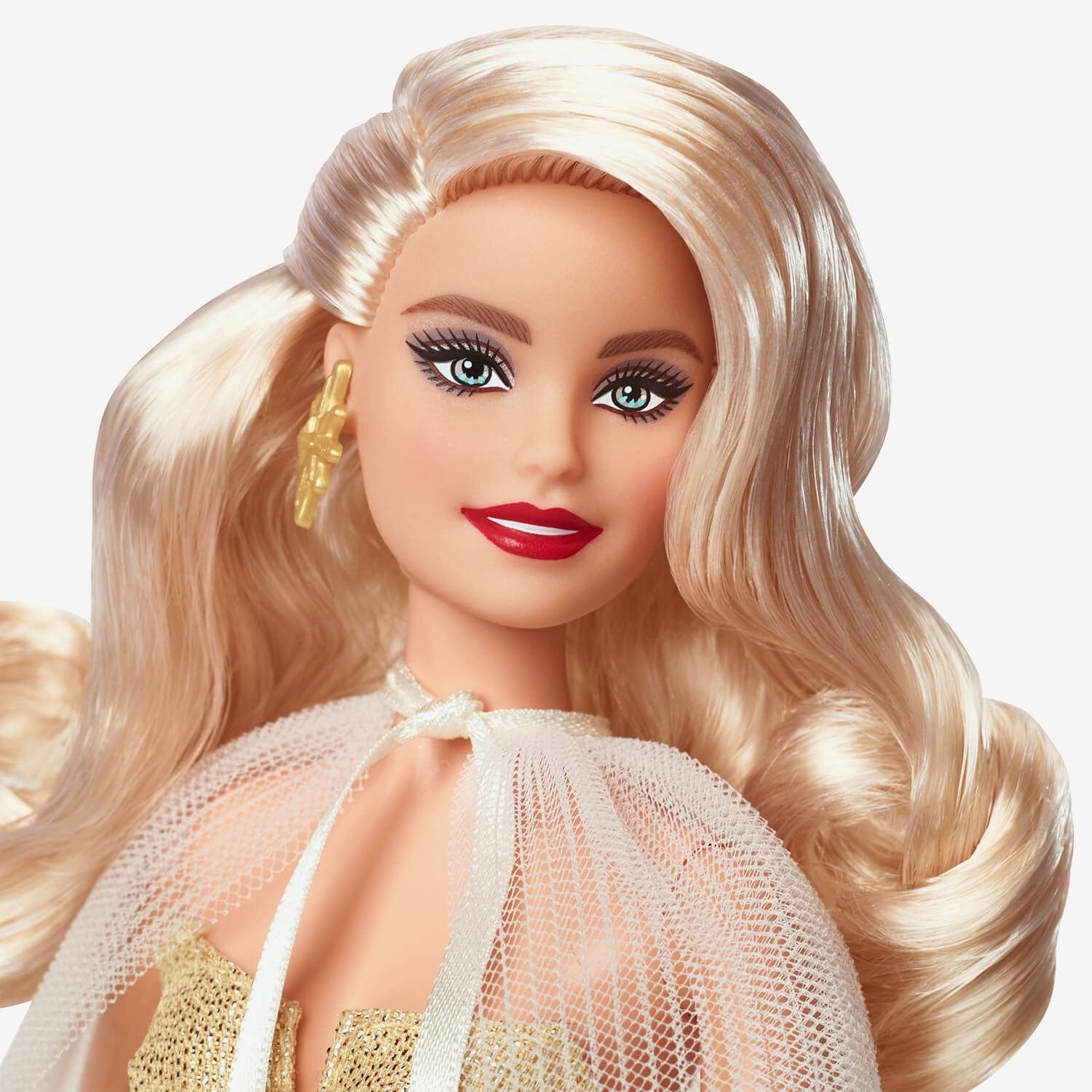 Коллекционная кукла Barbie Праздничная в роскошном золотистом платье, 30 см (HJX04) - фото 2