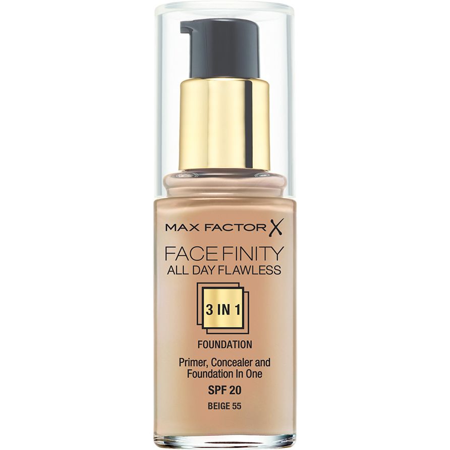 Тональная основа Max Factor Facefinity All Day Flawless 3 в 1 тон 55 (Beige) 30 мл - фото 1