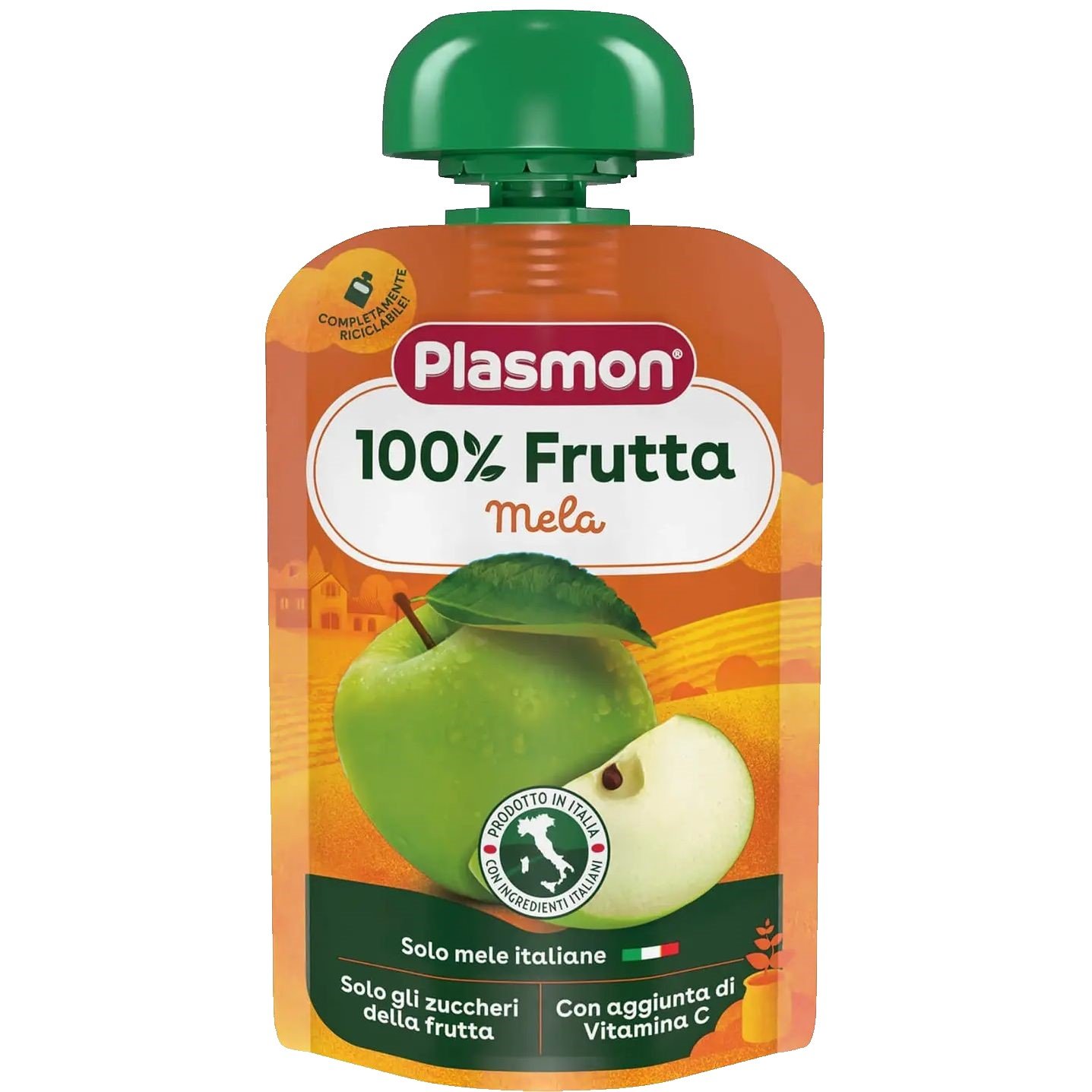 Пюре Plasmon Merenda 100% Frutta Яблоко с витаминами, 100 г - фото 1