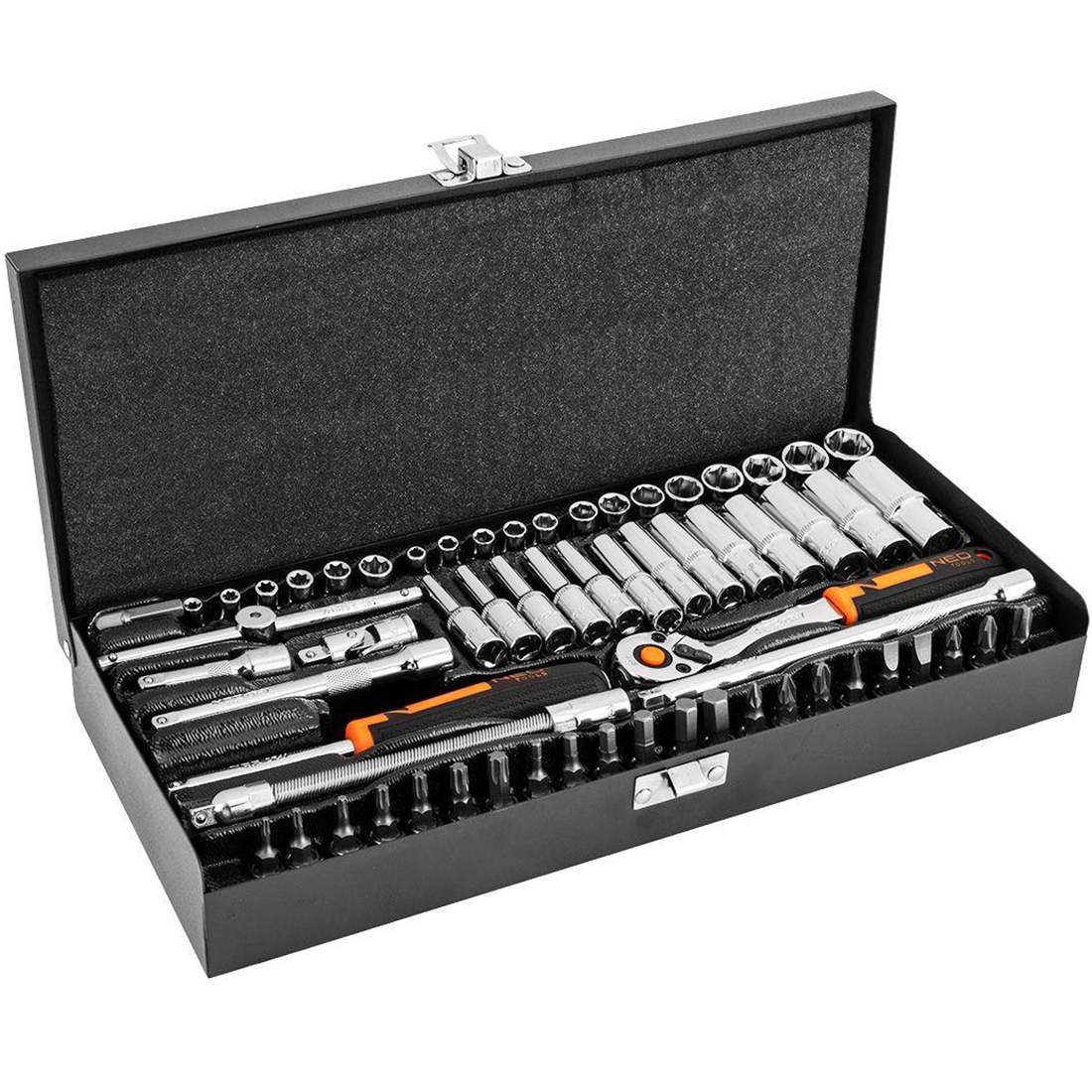 Набор инструментов Neo Tools 1/4", CrV, металлический кейс 63 шт. (10-008) - фото 1