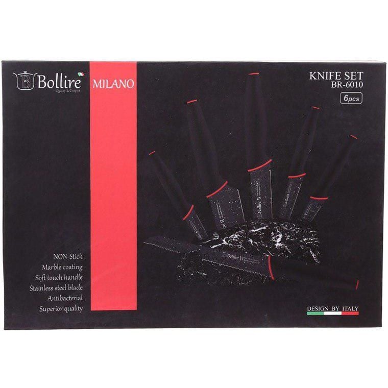 Набір ножів Bollire Milano, 6 предметів, чорний (BR-6010) - фото 2