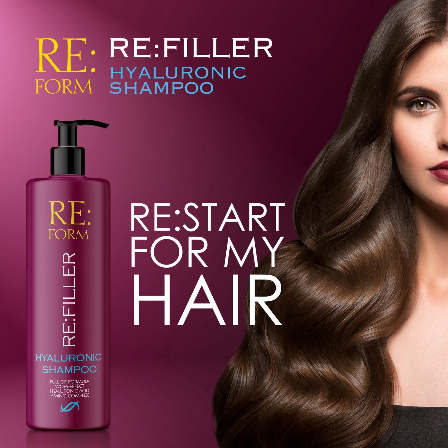 Гиалуроновый шампунь Re:form Re:filler Объем и увлажнение волос, 400 мл - фото 7