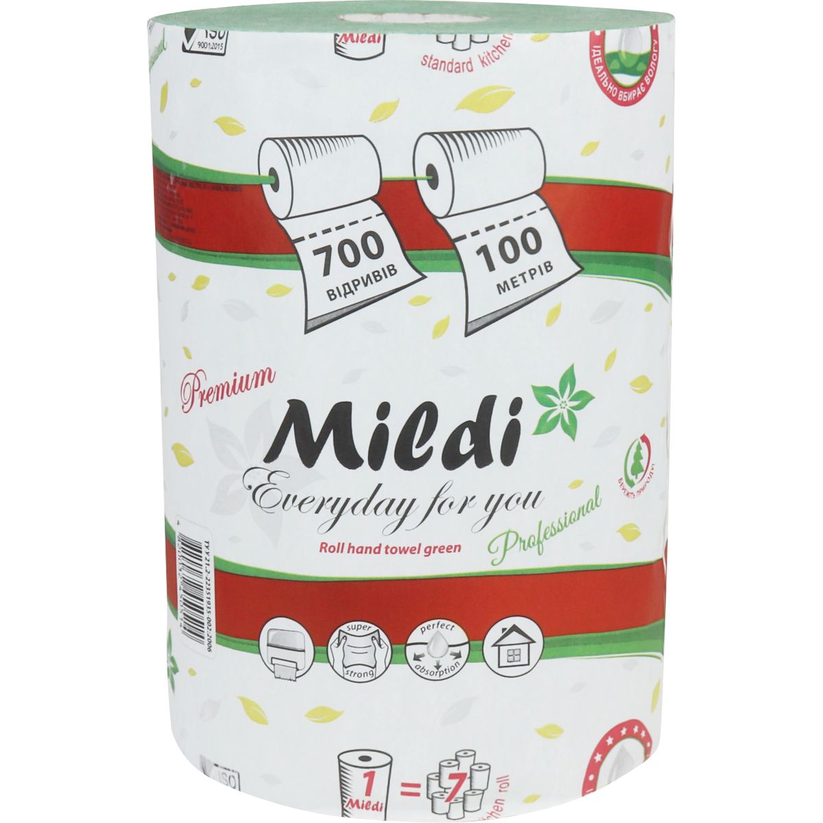 Паперові рушники Mildi Premium одношарові 100 метрів 700 відривів ...