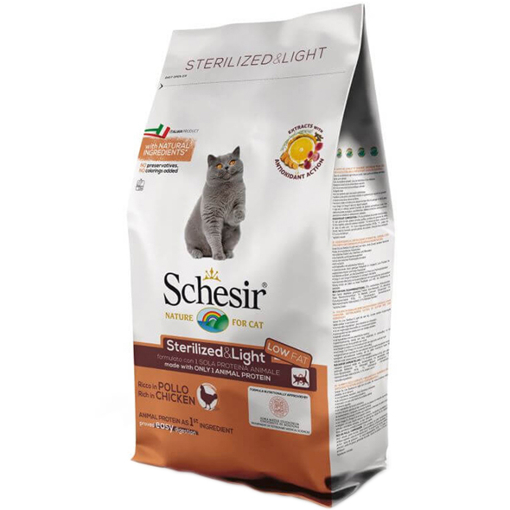 Монопротеїновий сухий корм для стерилізованих котів Schesir Cat Sterilized & Light з куркою 10 кг - фото 1