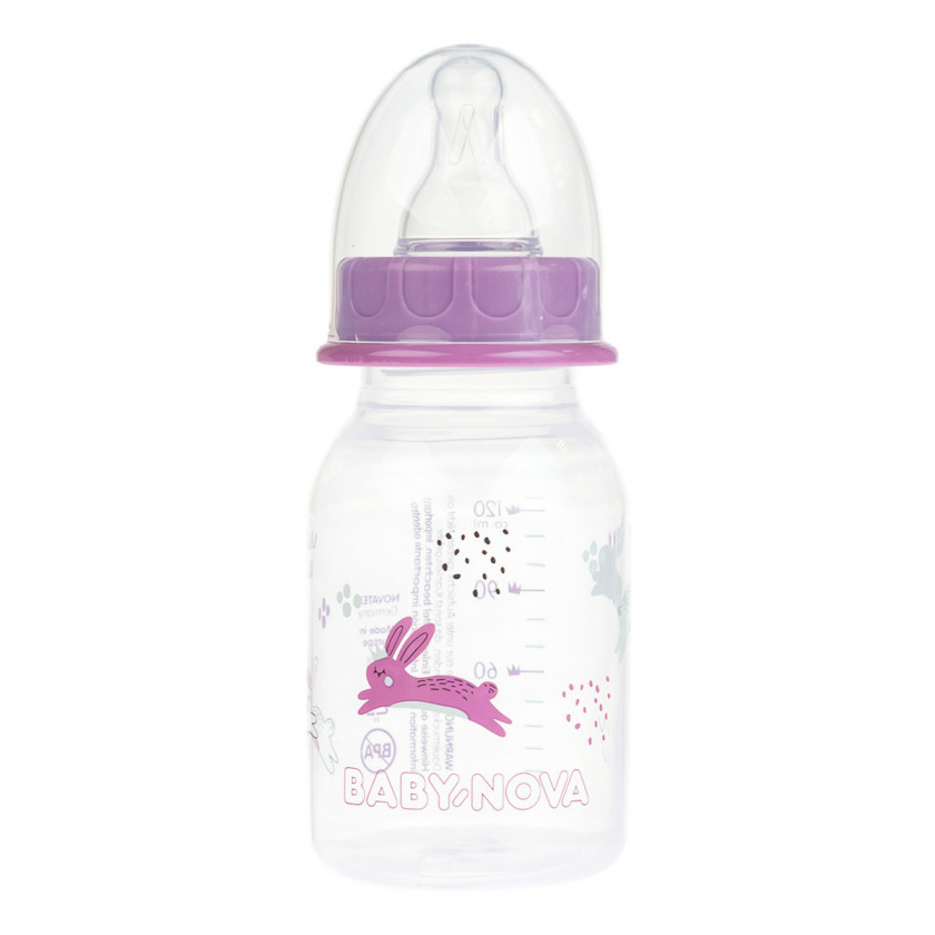 Пляшечка Baby-Nova Декор, 120 мл, рожевий (3960067) - фото 1