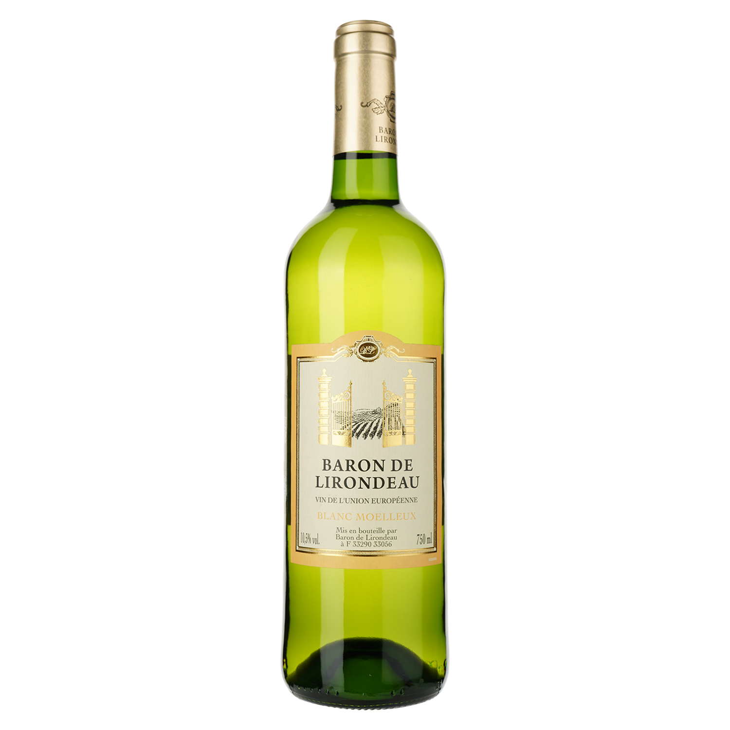 Вино Baron de Lirondeau, белое, полусладкое, 10,5%, 0,75 л - фото 1