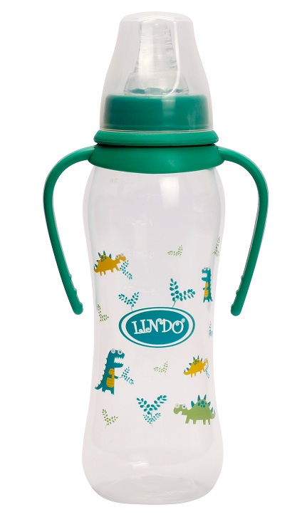 Бутылочка для кормления Lindo, изогнутая с ручками, 250 мл, зеленый (Li 147 зел) - фото 1