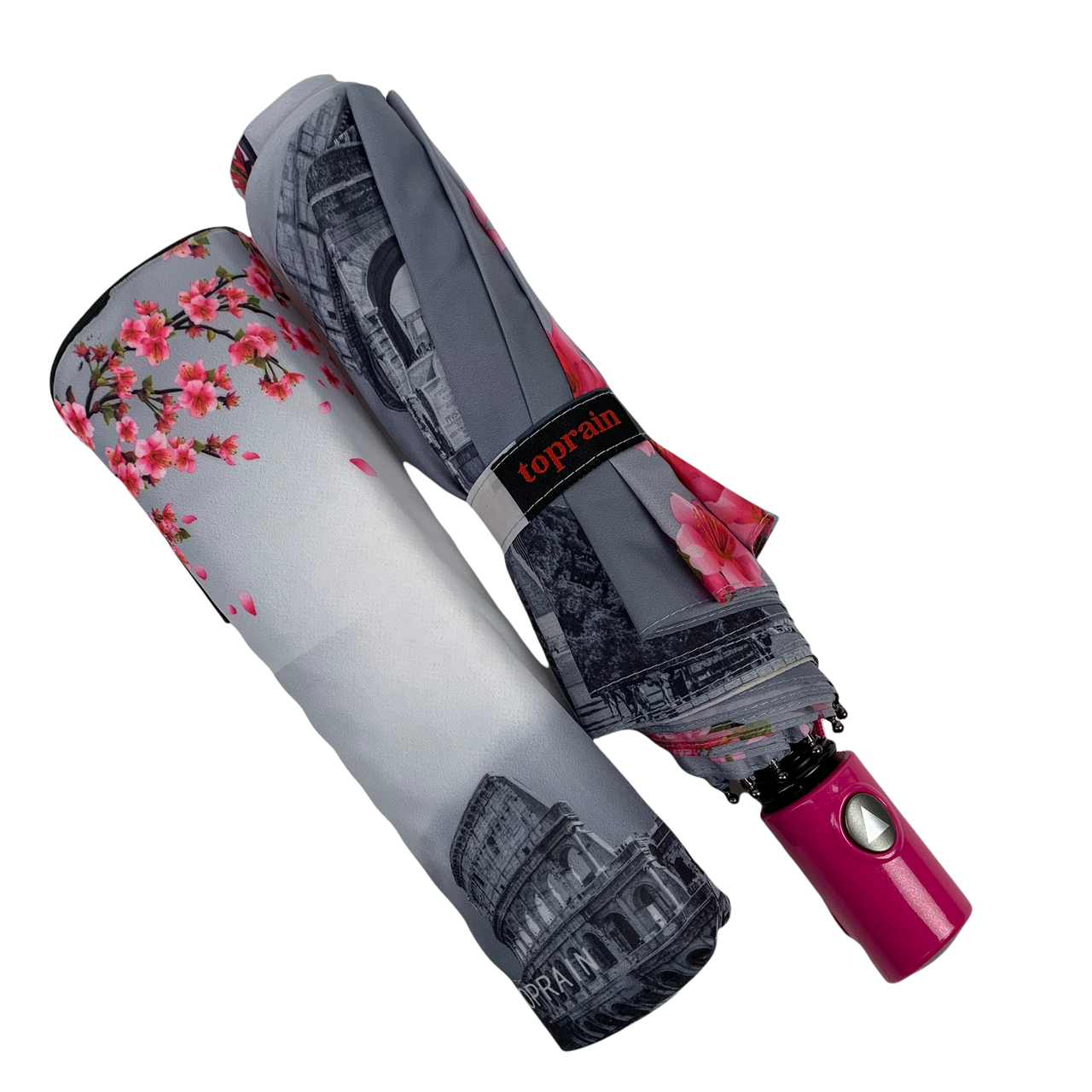 Женский складной зонтик полуавтомат Toprain 102 см серый - фото 6