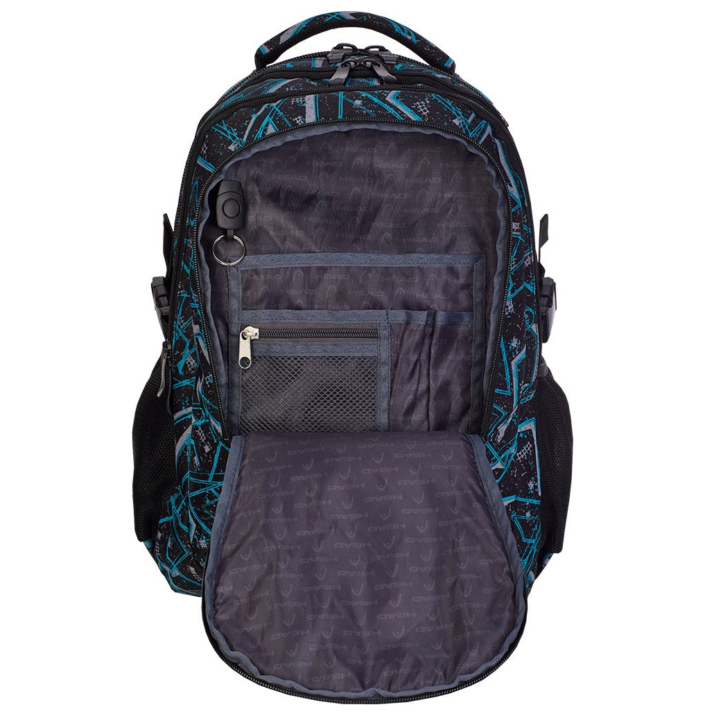 Рюкзак школьный ортопедический Head 3 HD-256, 46х32 см черный с голубым (502019032) - фото 4
