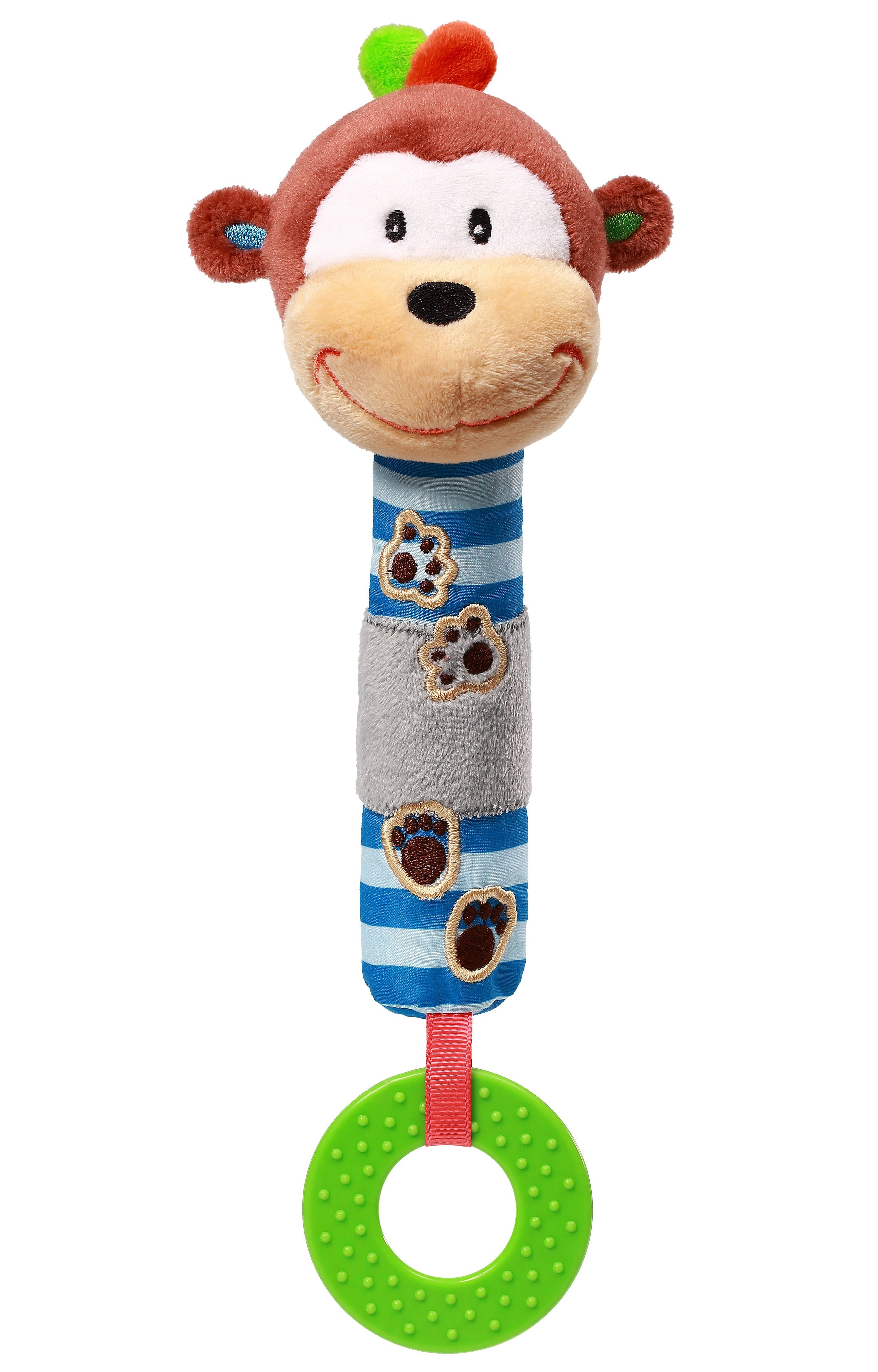 Іграшка-піщалка BabyOno Мавпа Георгій, 22 см, синій (619) - фото 1