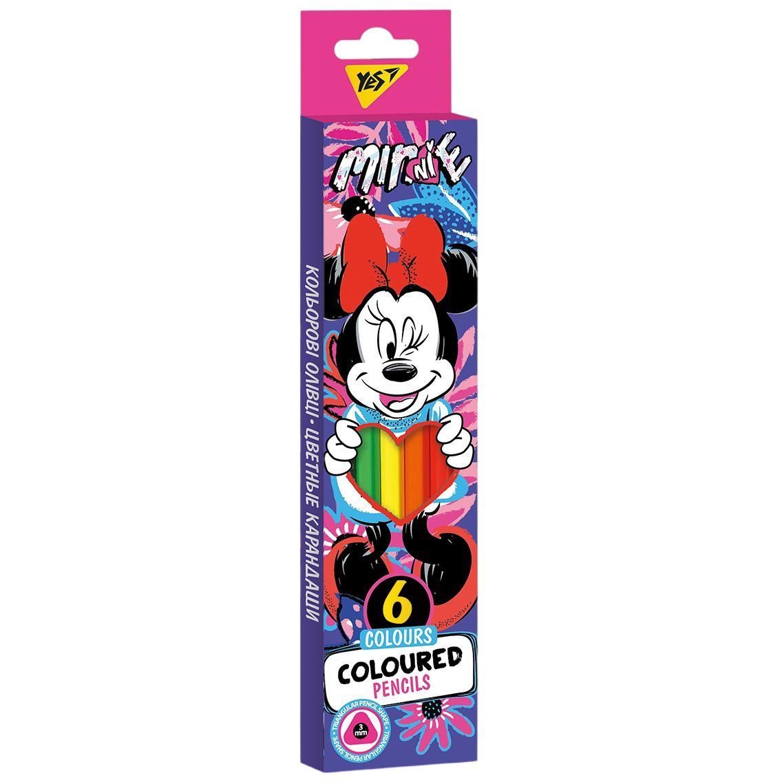 Карандаши цветные Yes Minnie Mouse, 6 цветов (290650) - фото 1