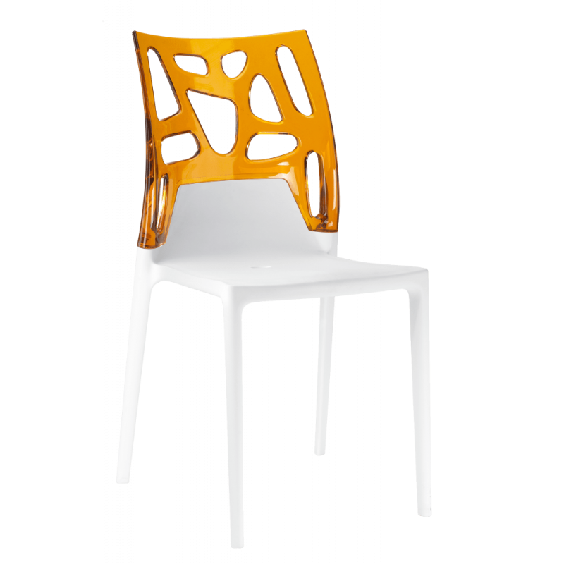 Стілець Papatya Ego-Rock, біле сидіння, верх прозоро-оранжевий (388986) - фото 1