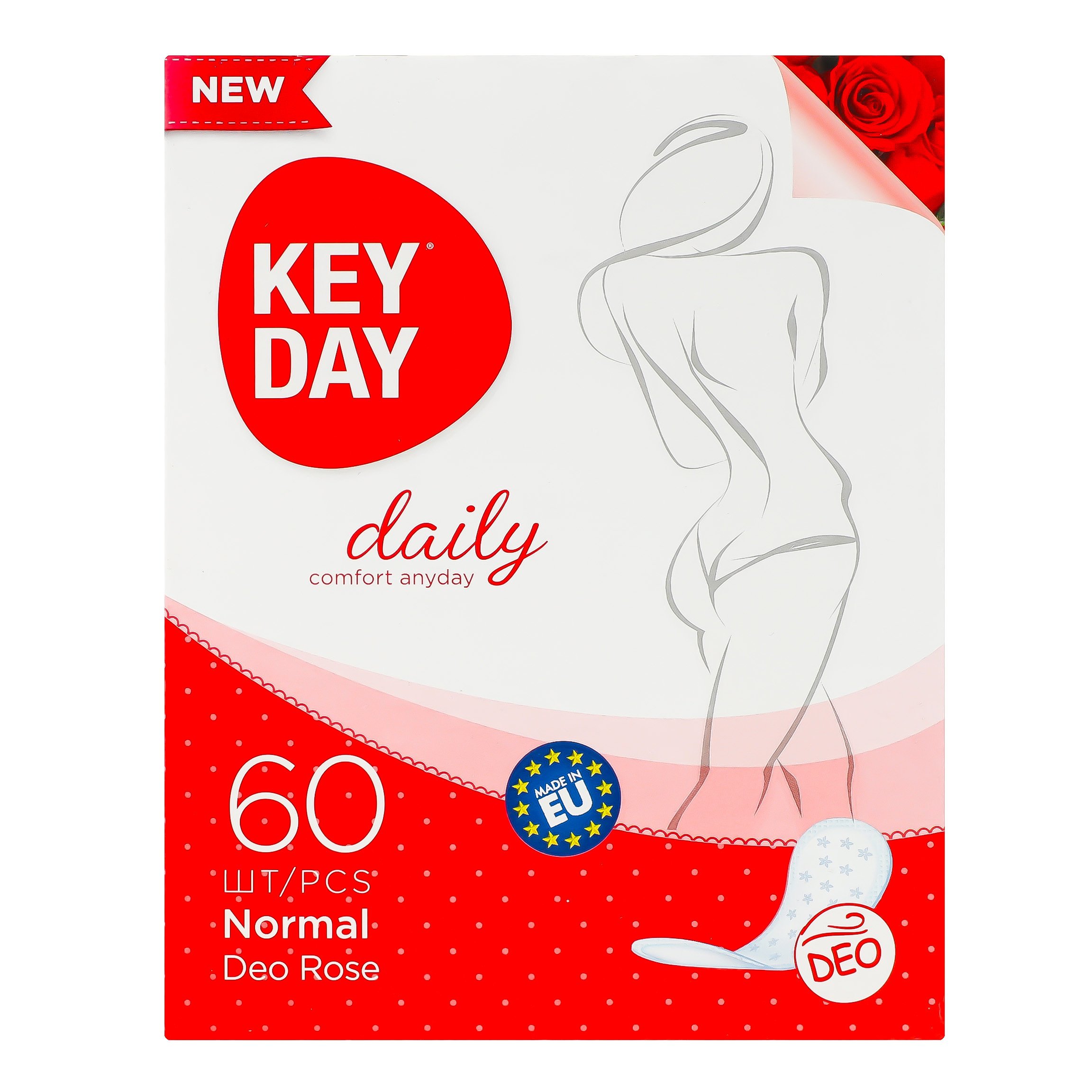 Ежедневные гигиенические прокладки Key Day Daily Normal Deo Роза 60 шт. - фото 2