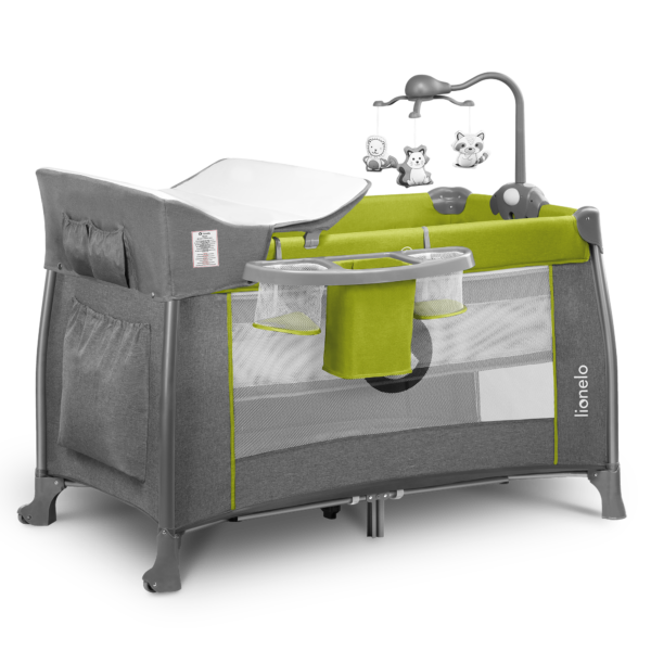 Манеж-кроватка Lionelo Thomi, серый с зеленым (LO.TM02) - фото 3