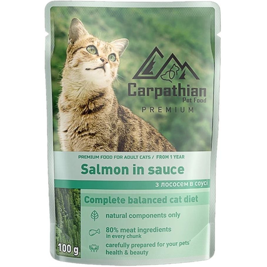 Вологий корм для котів Carpathian Pet Food Лосось, 0,1 кг - фото 1