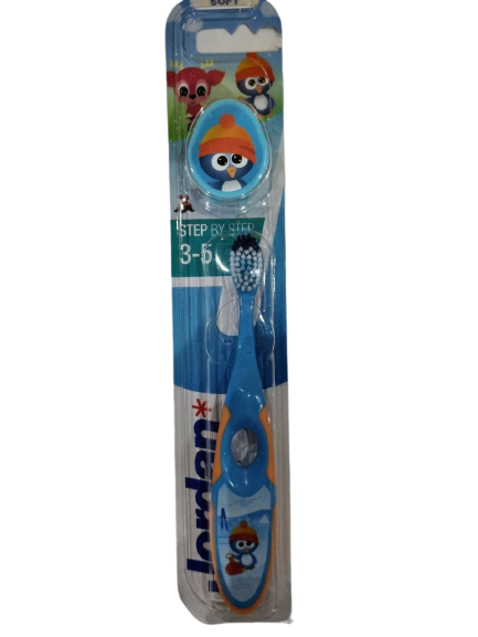 Дитяча зубна щітка Jordan Step 2, 3 - 5 років, м'яка, блакитний з помаранчевим - фото 1