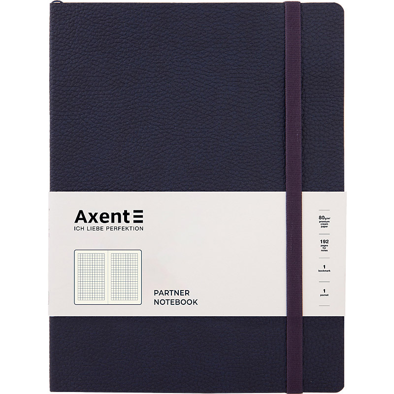 Книга записна Axent Partner Soft L клітинка 190x250 мм 96 аркушів синя (8615-02-A) - фото 1