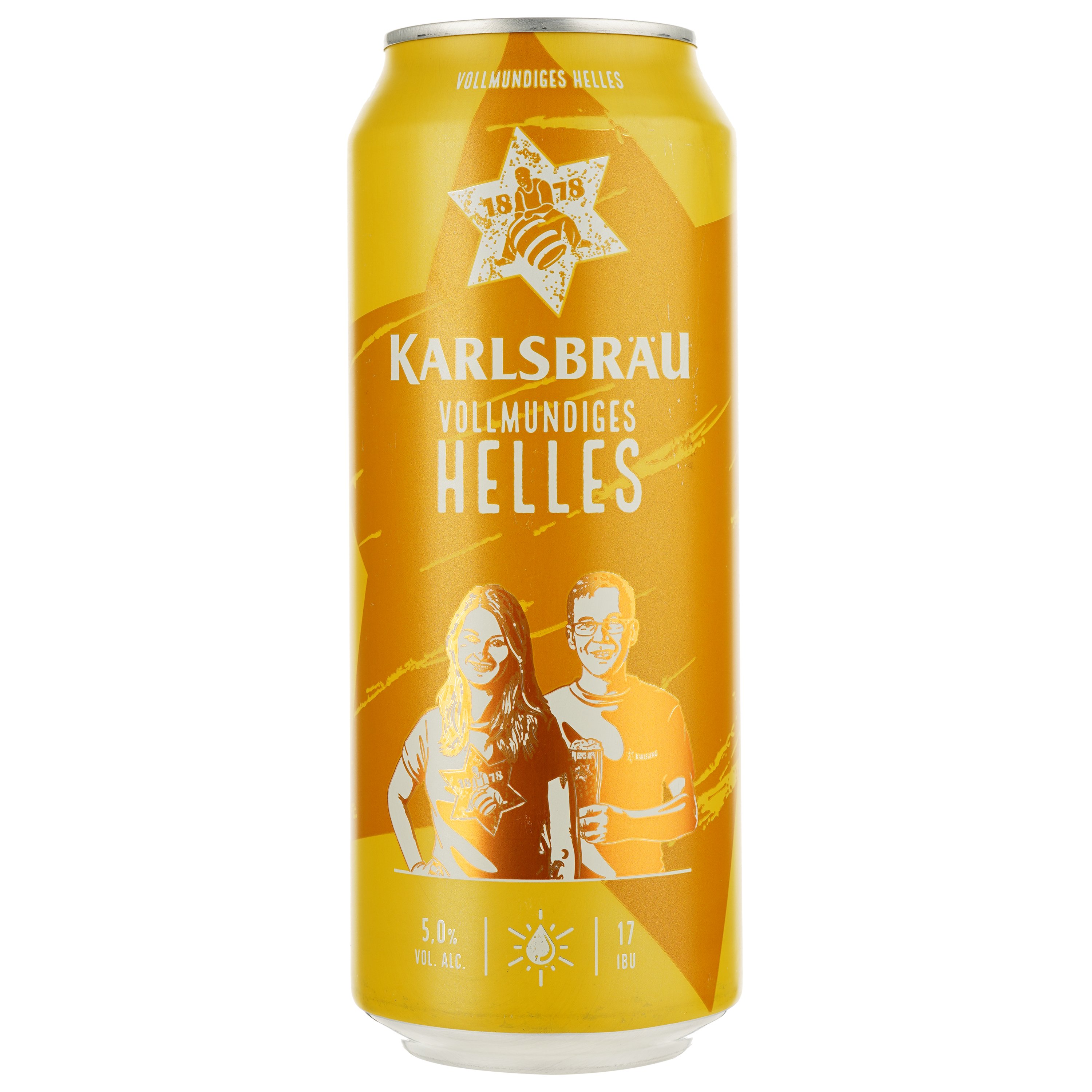 Пиво Karlsbrau Helles светлое 5% 0.5 л ж/б - фото 1