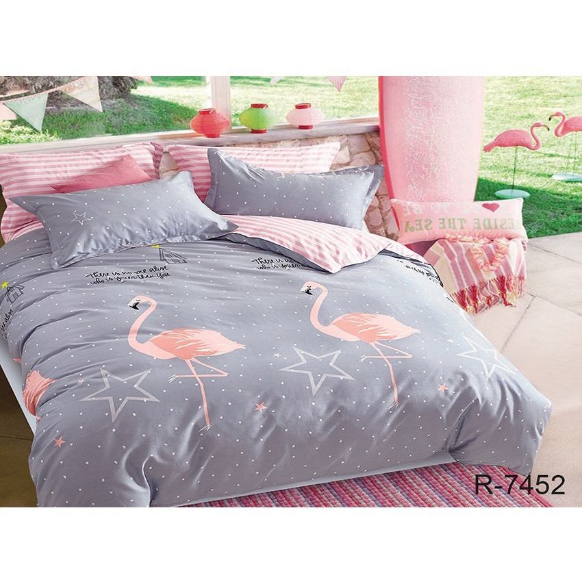 Комплект постільної білизни TAG Tekstil з компаньйоном 2-спальний Сірий 000142442 (R7452) - фото 1