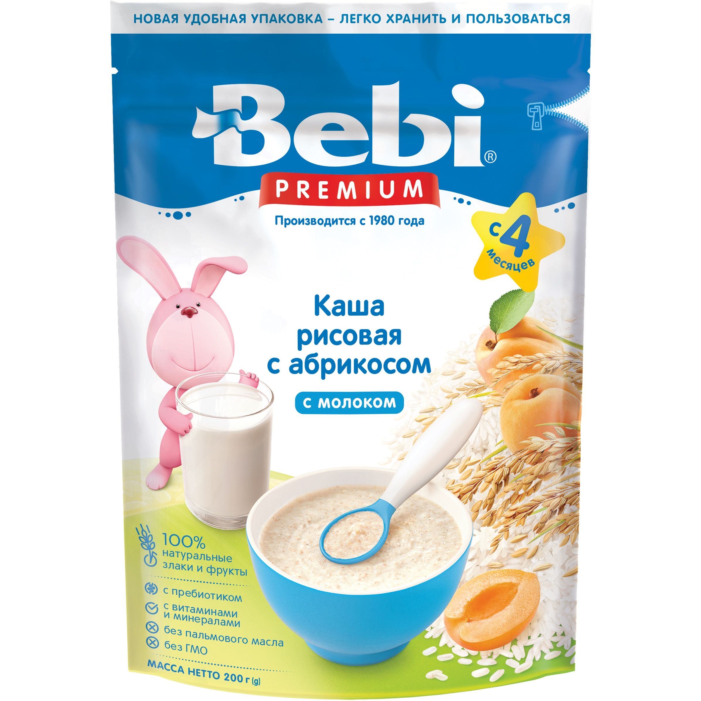 Молочна каша Bebi Premium Рисова з абрикосом 200 г (1105034) - фото 1