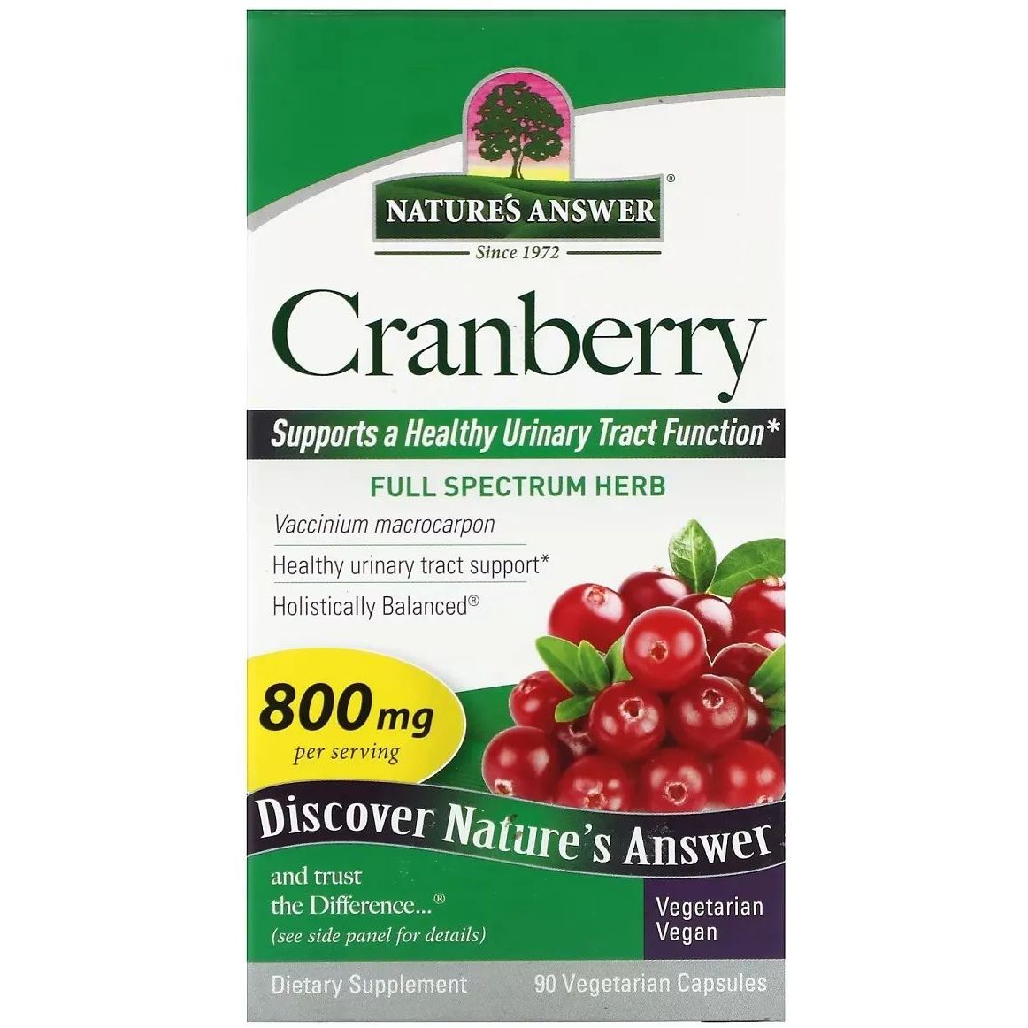 Журавлина Nature's Answer Cranberry 800 мг 90 вегетаріанських капсул - фото 2