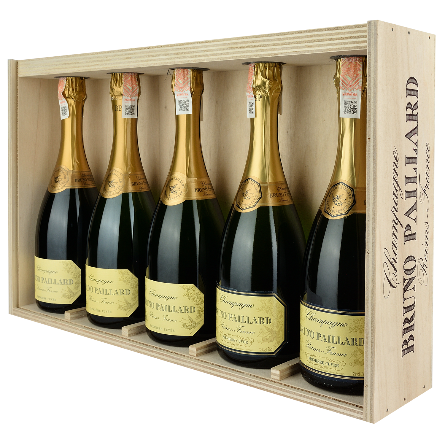 Шампанське Bruno Paillard Premiere Cuve Brut Champagne Collection Old Degorgements, gift set, біле, екстра-брют, 3,75 л (5 шт. 0,75 л) (Q7915) - фото 2