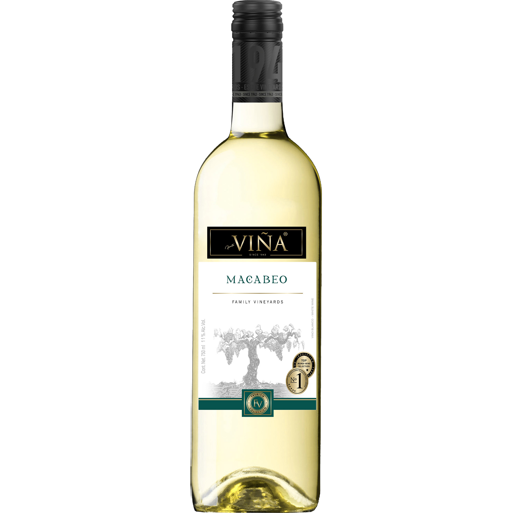 Вино Fuentevina Macabeo біле сухе 0.75 л - фото 1
