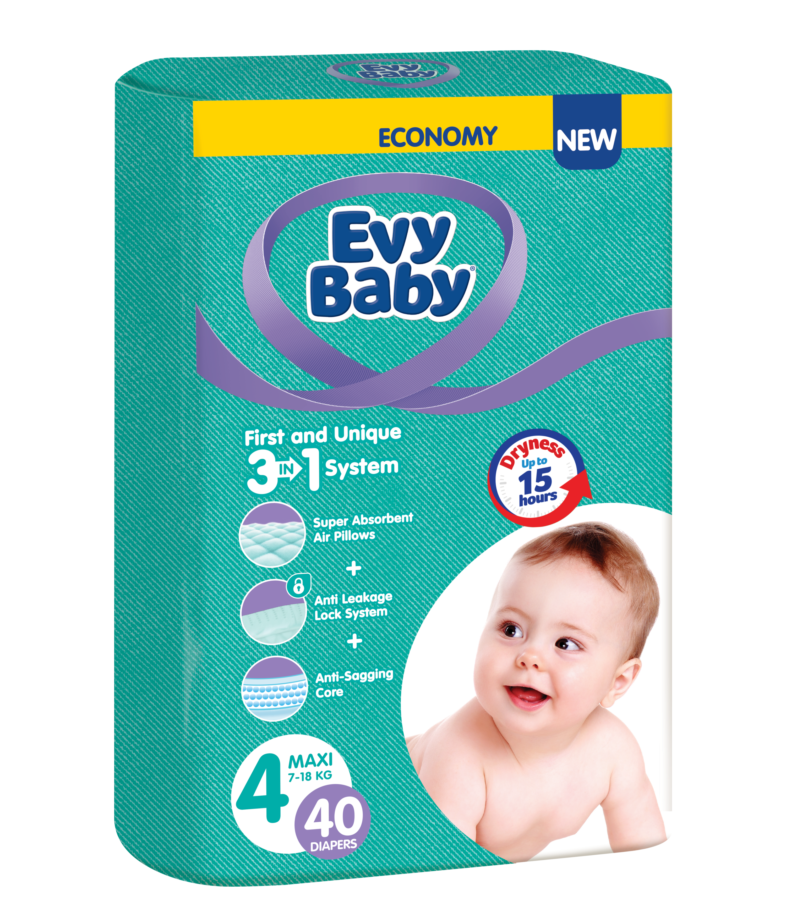 Подгузники детские Evy Baby 4 (7-18 кг), 40 шт. - фото 1
