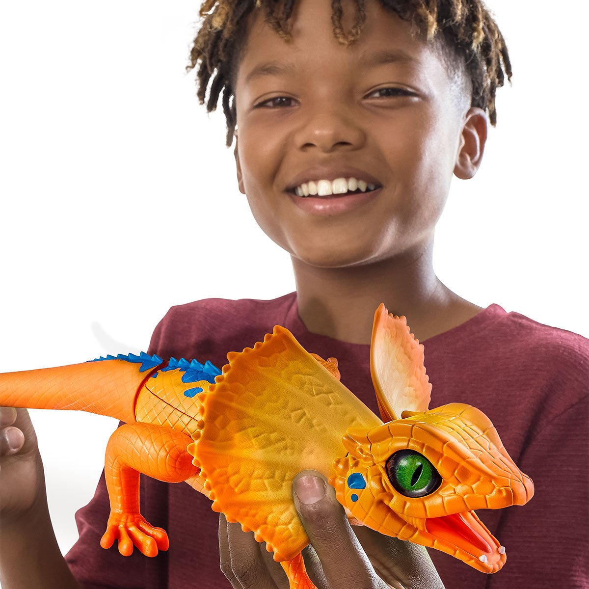 Интерактивная игрушка Robo Alive плащеносная ящерица, со световым эффектом, оранжевый (7149-2) - фото 6