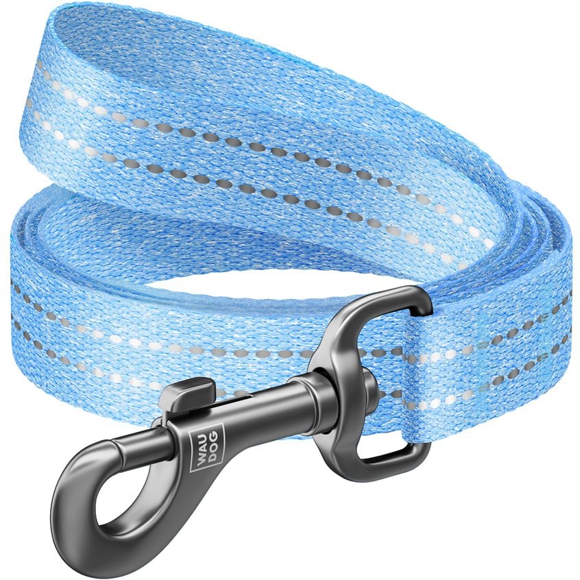 Поводок для собак Waudog Re-cotton, светоотражающий, M, 500х2 см, голубой - фото 1