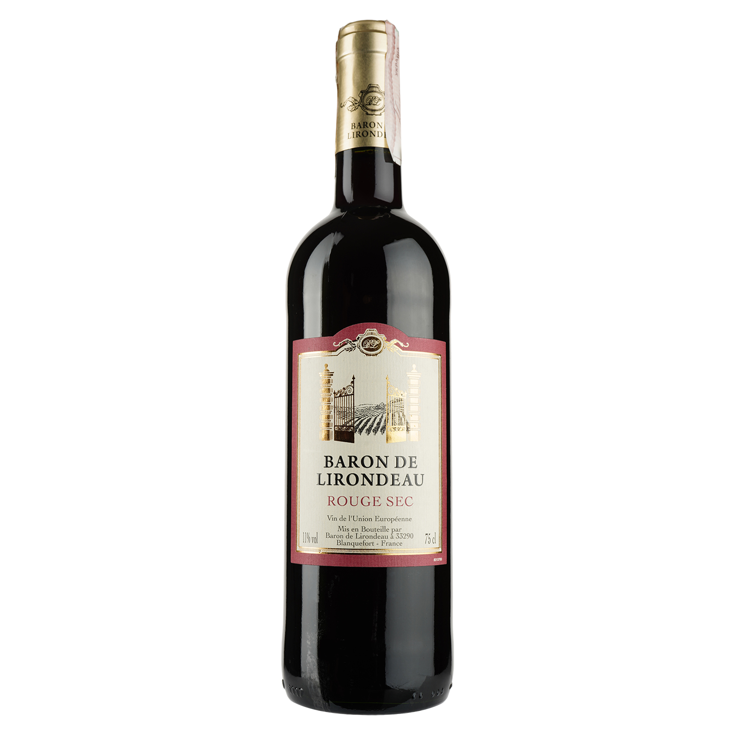 Вино Baron de Lirondeau, красное, сухое, 11%, 0,75 л - фото 1