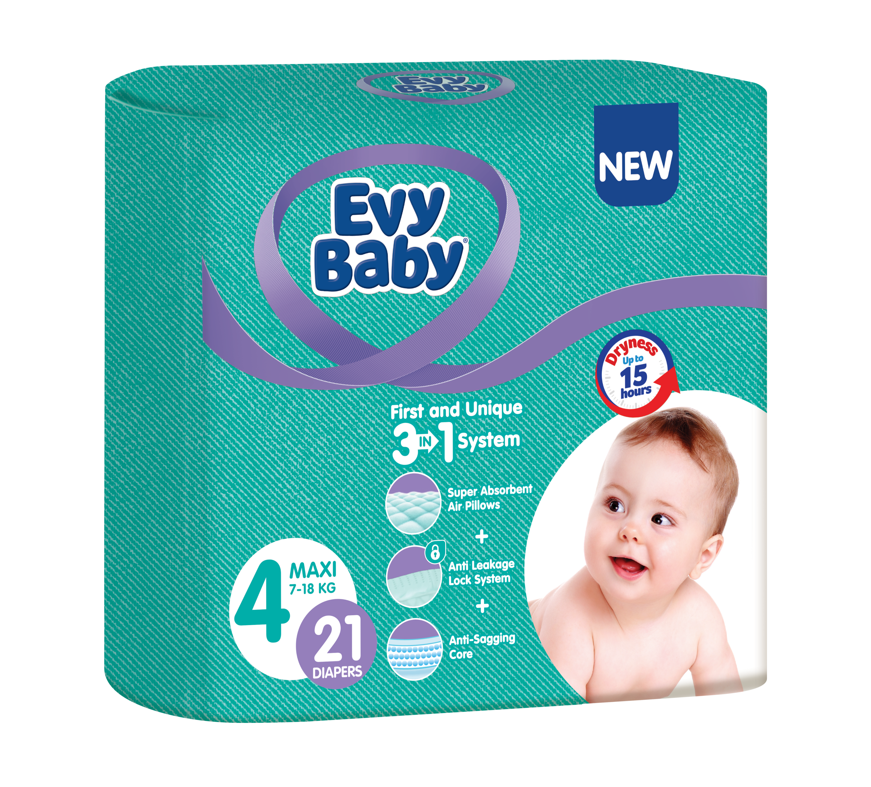 Підгузки дитячі Evy Baby 4 (7-18 кг), 21 шт. - фото 1