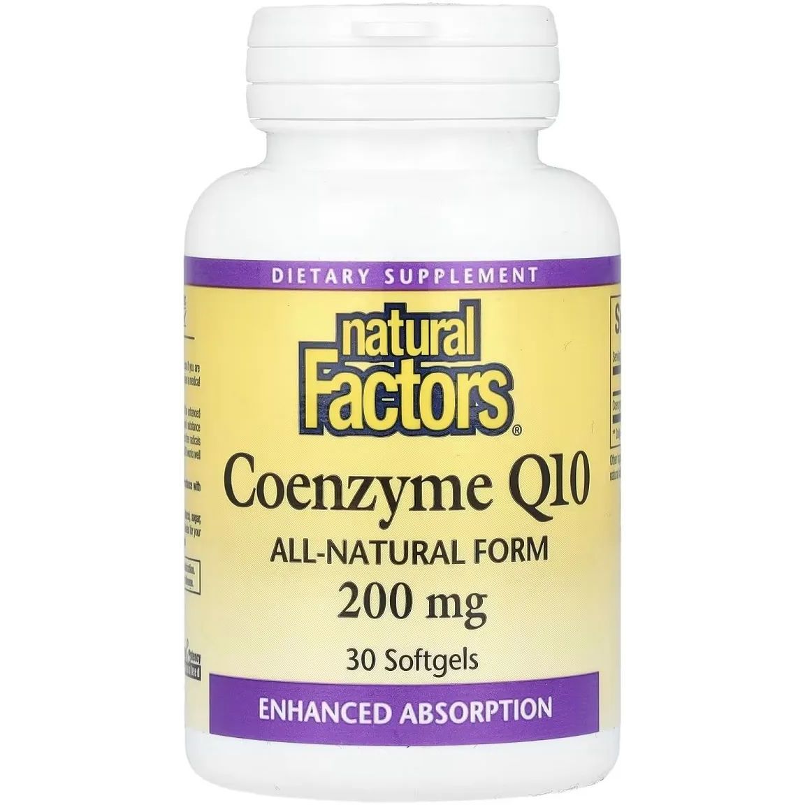 Коензим Q10 Natural Factors Coenzyme Q10, 200 мг 30 гелевих капсул - фото 1