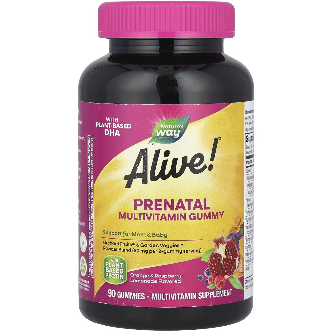 Мультивитамины для беременных Nature's Way Alive! Prenatal with Plant DHA со вкусом апельсина и малины 90 жевательных конфет - фото 1