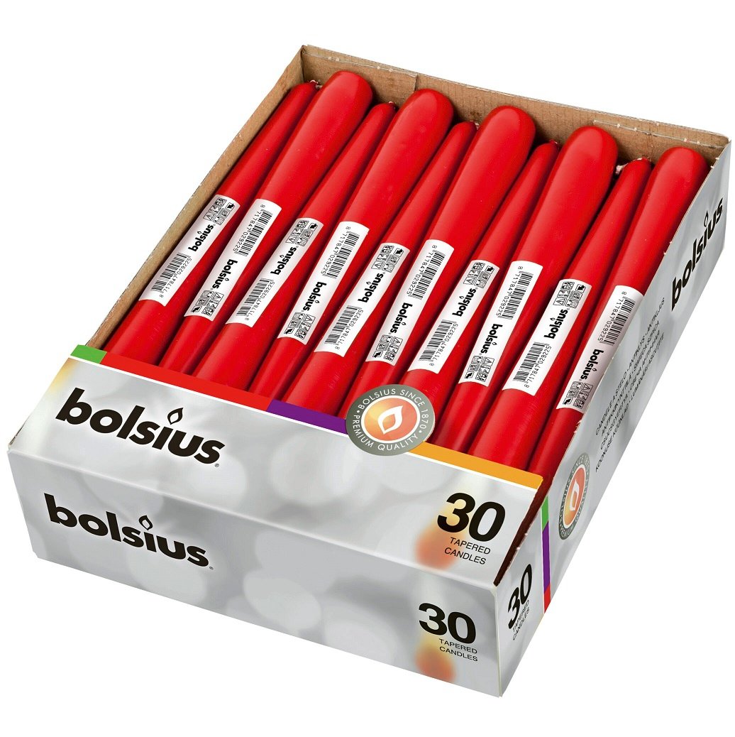 Свечи Bolsius конусные, 24,5х2,4 см, красный, 30 шт. (359741.1) - фото 1