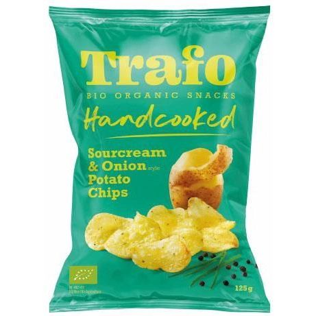 Чіпси Trafo органічні зі смаком сметани та цибулі, 125 г - фото 1