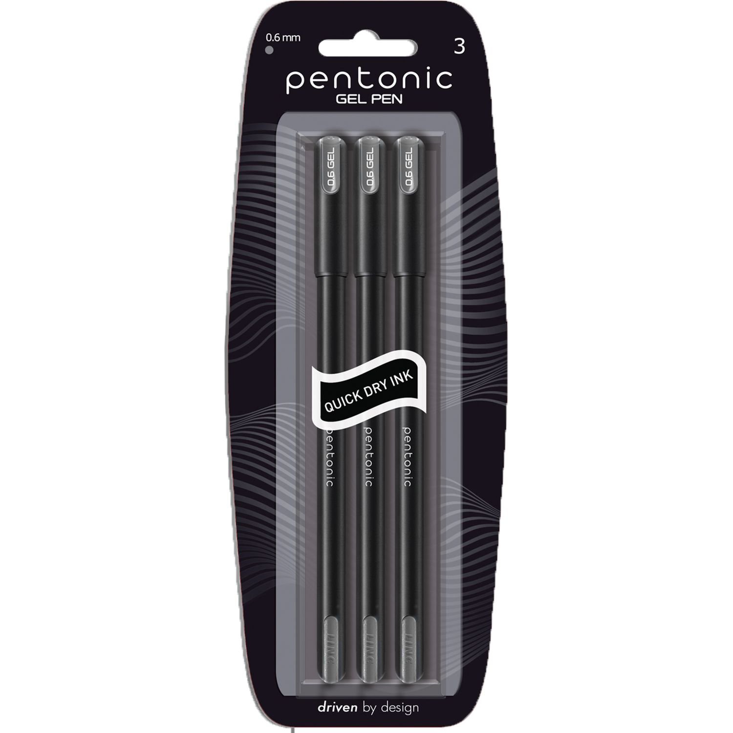 Ручка гелева Linc Pentonic чорна, 0,6 мм, 3 шт. (420426) - фото 1